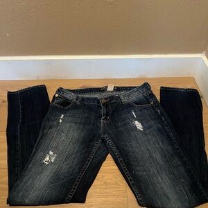 Arizona Jean Company Blue Skinny Jeans with Distressed Details